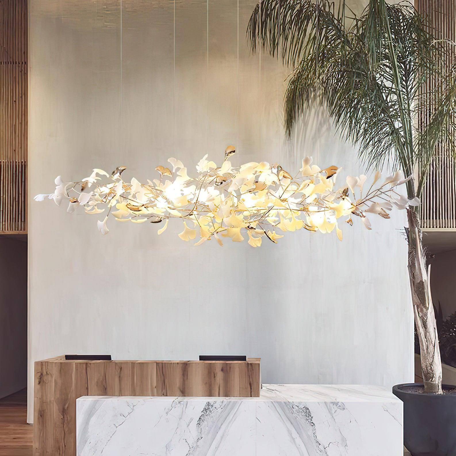 Ginkgo Cloud Chandelier - Model A L 78.7″ x W 23.6″ x H 23.6″Gold & WhiteJoyfuzzy