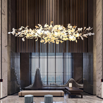 Ginkgo Cloud Chandelier - Model A L 78.7″ x W 23.6″ x H 23.6″Gold & WhiteJoyfuzzy