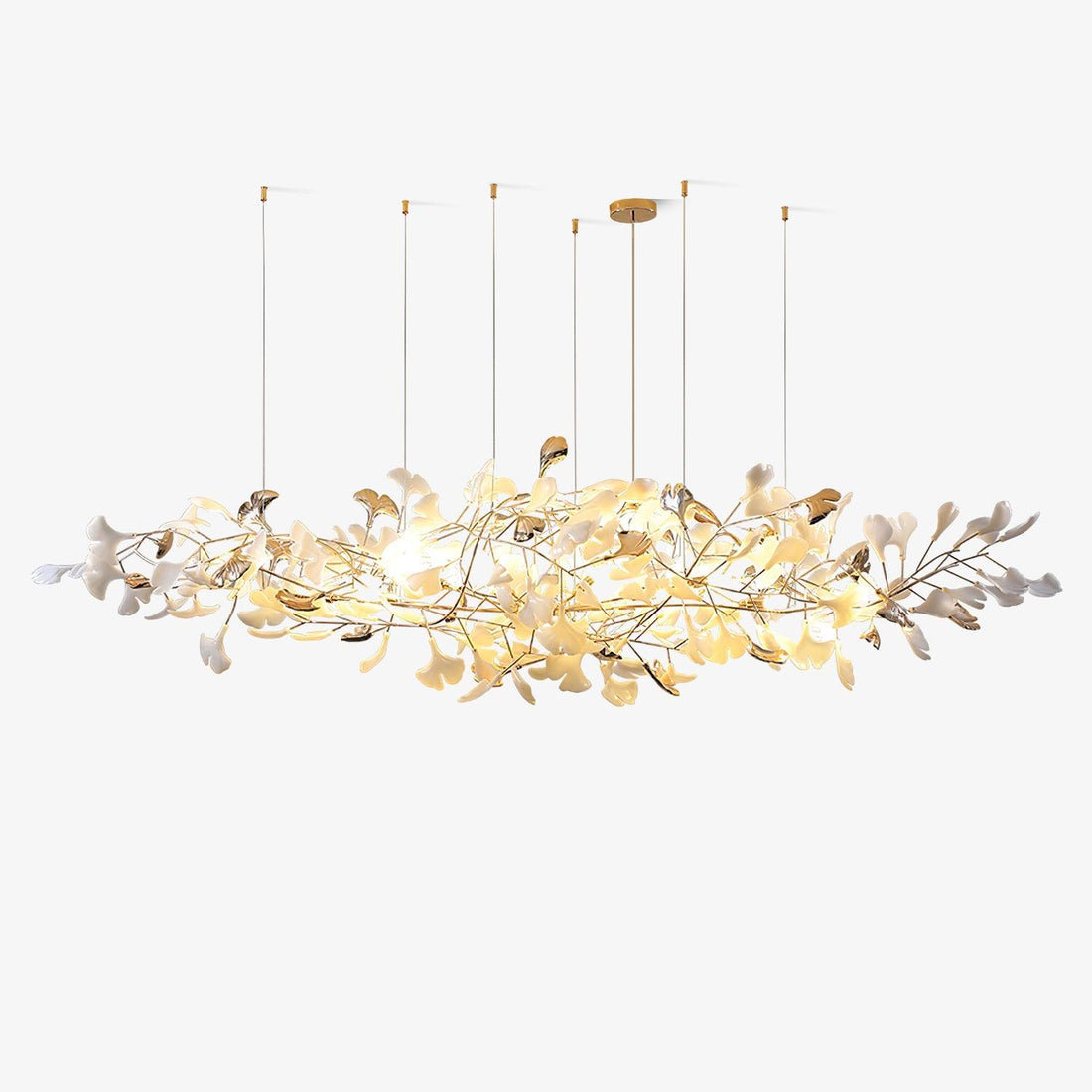 Ginkgo Cloud Chandelier - Model A L 78.7″ x W 23.6″ x H 23.6″Gold & WhiteJoyfuzzy