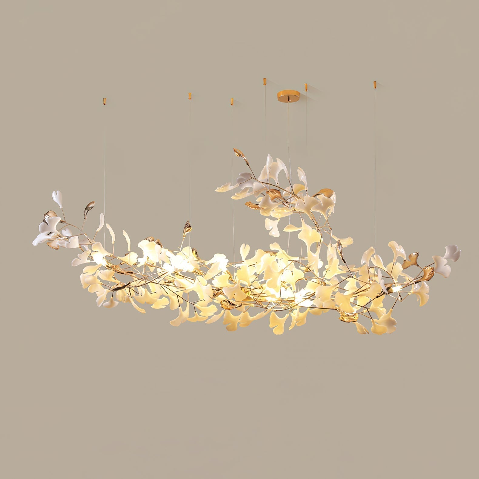 Ginkgo Cloud Chandelier - Model A L 78.7″ x W 23.6″ x H 23.6″Gold & WhiteJoyfuzzy