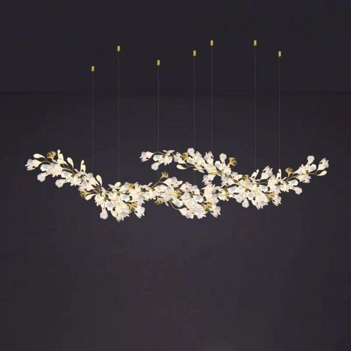 Ginkgo E Branch Chandelier - All white leaves150CM(59")Joyfuzzy