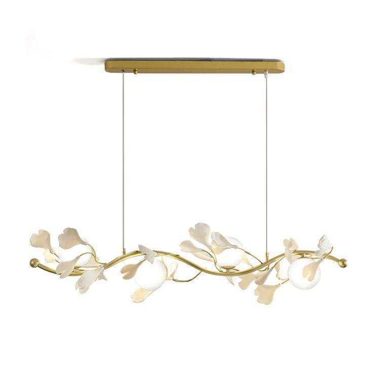 Ginkgo Glass Chandelier - 4 heads Size: L 39.4″(100cm) x H 6.3″(16cm)Joyfuzzy