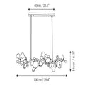 Ginkgo Glass Chandelier - 4 heads Size: L 39.4″(100cm) x H 6.3″(16cm)Joyfuzzy