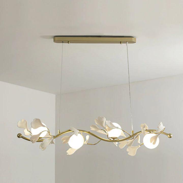 Ginkgo Glass Chandelier - 4 heads Size: L 39.4″(100cm) x H 6.3″(16cm)Joyfuzzy