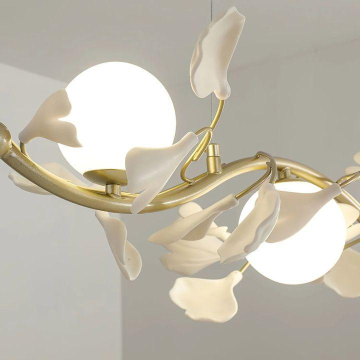 Ginkgo Glass Chandelier - 4 heads Size: L 39.4″(100cm) x H 6.3″(16cm)Joyfuzzy