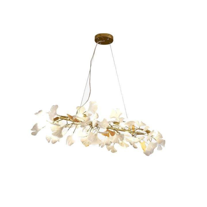 Ginkgo Luxury Chandelier Style E - 4 Lights: L 39.4''(100cm) x W 11.8''(30cm)Gold+WhiteJoyfuzzy