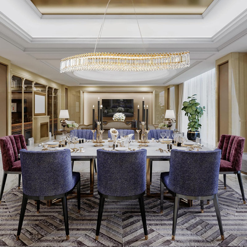 Lohan 31.5" Modern Luxury Geometric LED Crystal Kitchen Island Chandelier-