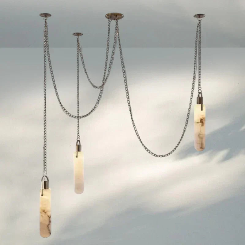 Luxury Alabaster Flint 3-Light LED Multi-Drop Pendant Light-Pendant for living room,Pendant for kitchen,Pendant for bathrooms,Pendant for bedrooms,Pendant for foyer,Pendant for stairways,Pendant for dining room-Joyfuzzy