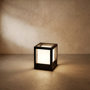 Varlont Arcato Modern Square Outdoor Pillar Light - Black Metal for Garden