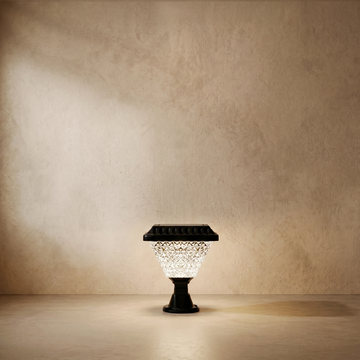 Varlont Lunara Art Deco Solar Outdoor Pillar Lights - Black Acrylic Hexagon for Modern Gardens