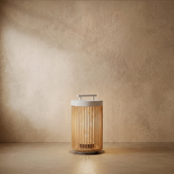 Varlont Zenno Farmhouse Cylindrical Floor Lamp – Metal Rattan for Outdoor Garden