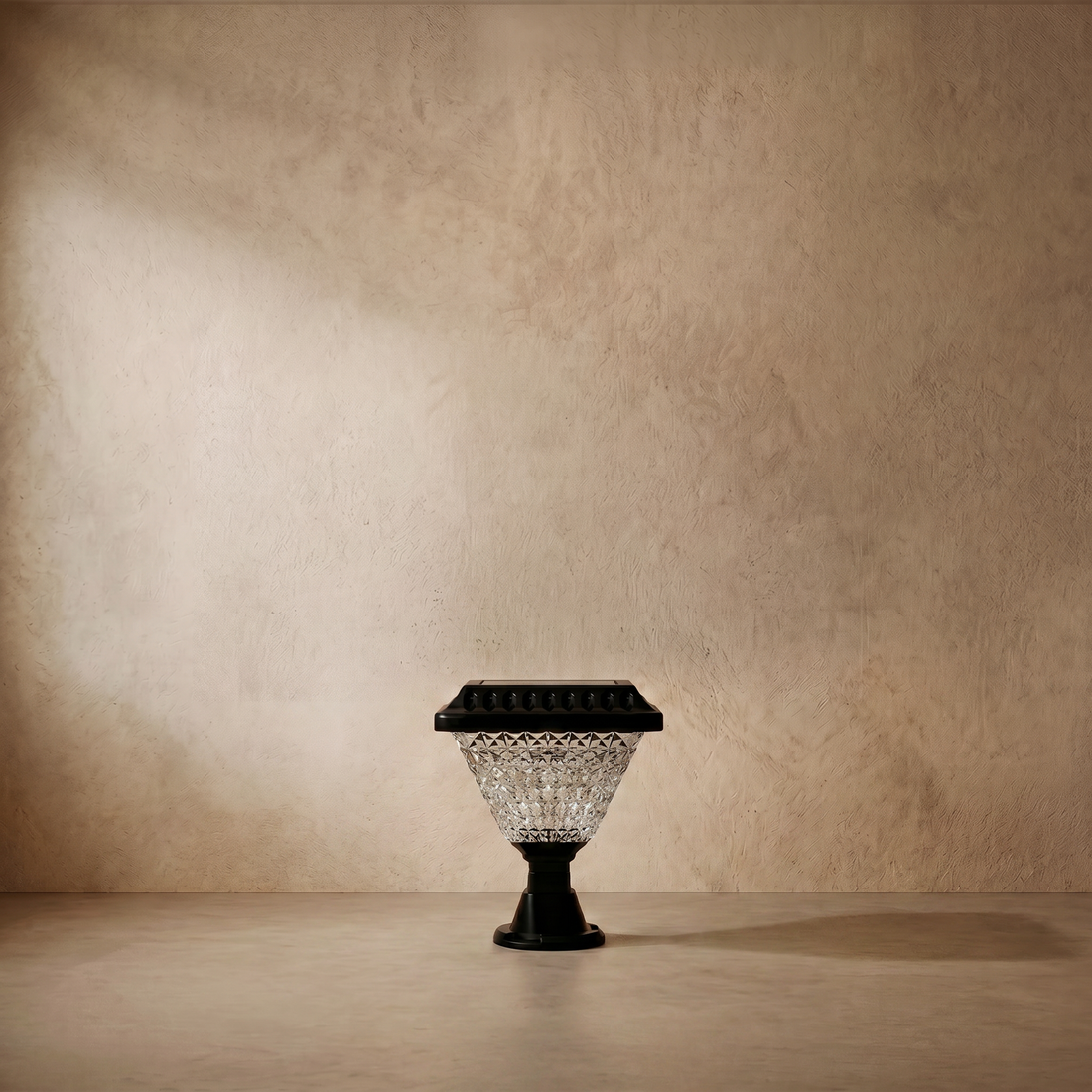 Varlont Lunara Art Deco Solar Outdoor Pillar Lights - Black Acrylic Hexagon for Modern Gardens