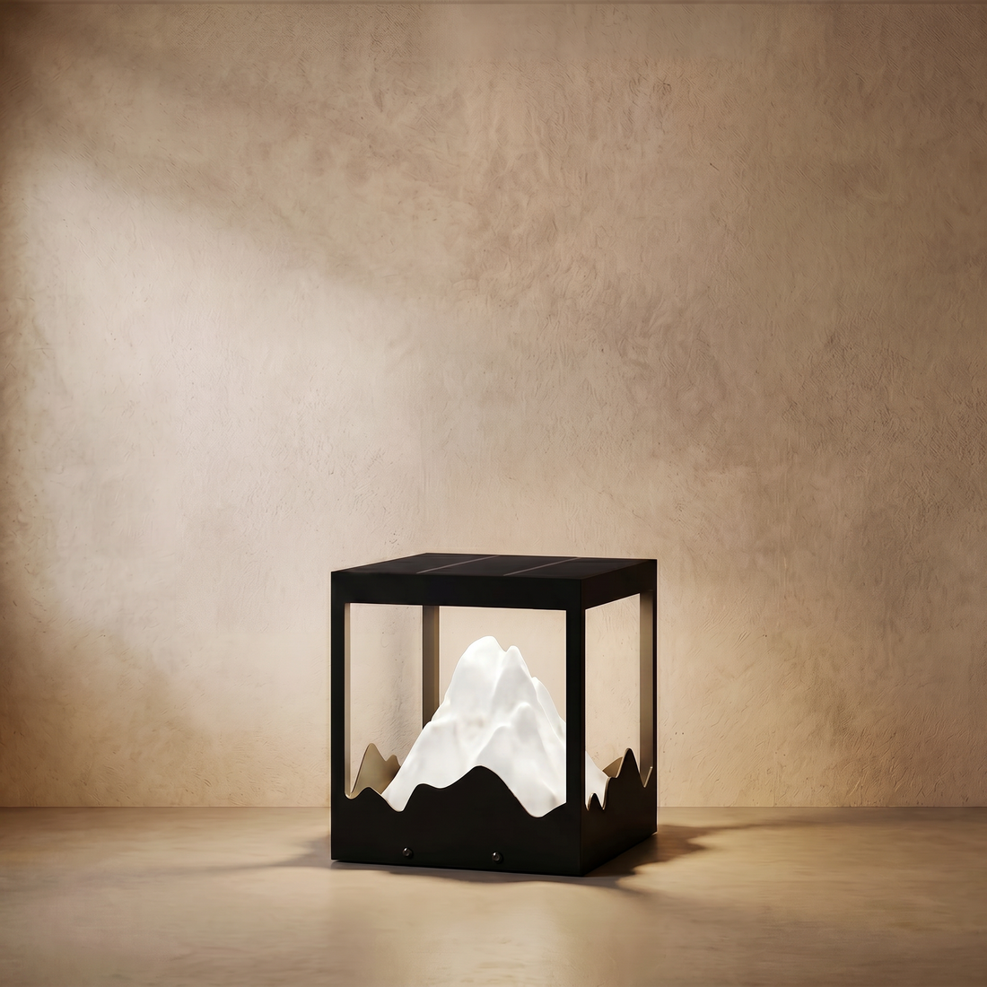 Varlont Lunara Designer Metal Outdoor Path Lamp - Black Square Mountain Shape Garden and Pillar Lights