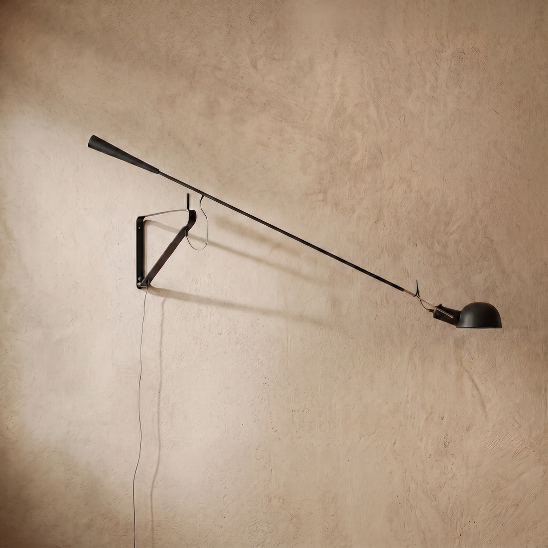 Varlont Minimalist Black Wall Lamp-Metal Long Swing Adjustable Arm Living Room/Bedroom