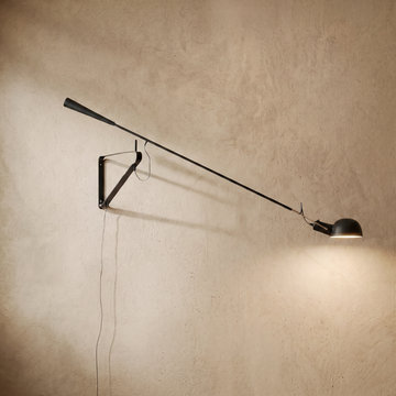 Varlont Minimalist Black Wall Lamp-Metal Long Swing Adjustable Arm Living Room/Bedroom