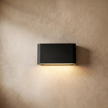 Varlont Irondale Minimalist Rectangular Outdoor Wall Lamp - Black Metal for Patio