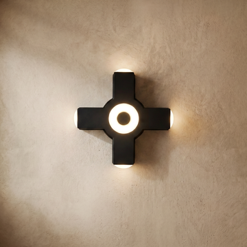 Varlont Irondale Industrial Cruciform Wall Lamp – Black Metal and Acrylic for Courtyard