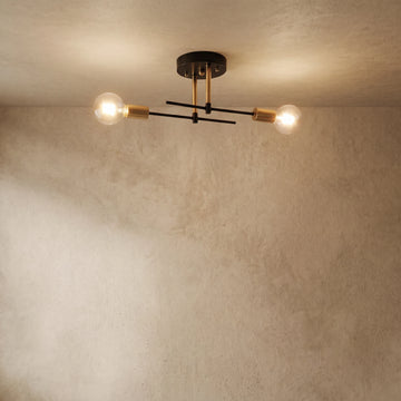 Varlont Nebula Modern Globe Ceiling Light — Black & Gold Metal and Glass Flush Mount for Dining Room
