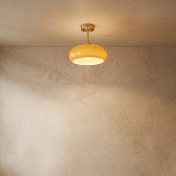 Varlont Crema Modern Flush Mount Ceiling Light — Orange/White Glass & Metal Dining Room