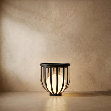 Varlont Arcato Modern Black Outdoor Floor Lamp – Metal Lantern Solar Light for Garden or Walkway