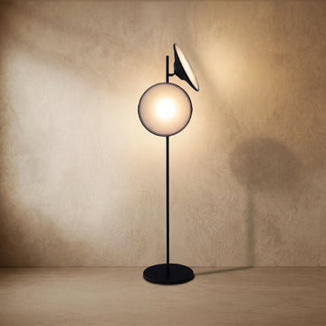 Stellar Modern Floor Lamp - Black Metal Trumpet with Adjustable Hood for Bedroom