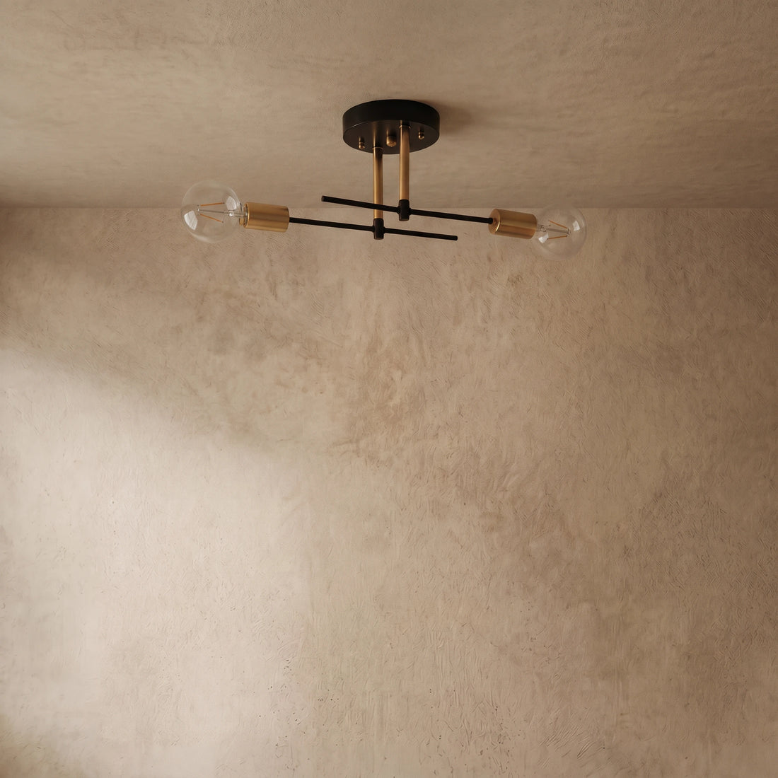 Varlont Nebula Modern Globe Ceiling Light — Black & Gold Metal and Glass Flush Mount for Dining Room