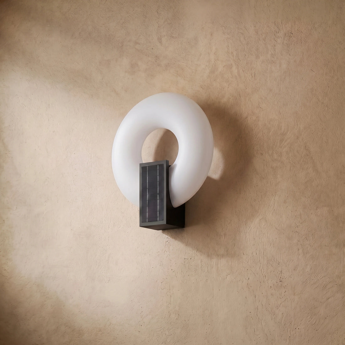 Stellar Modern Outdoor Wall Lamp - Black Metal Frame with Acrylic Ring for Garden