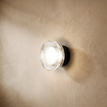 Varlont Embrace Modern Outdoor Wall Lamp - Clear Glass & Metal Round Design for Patio
