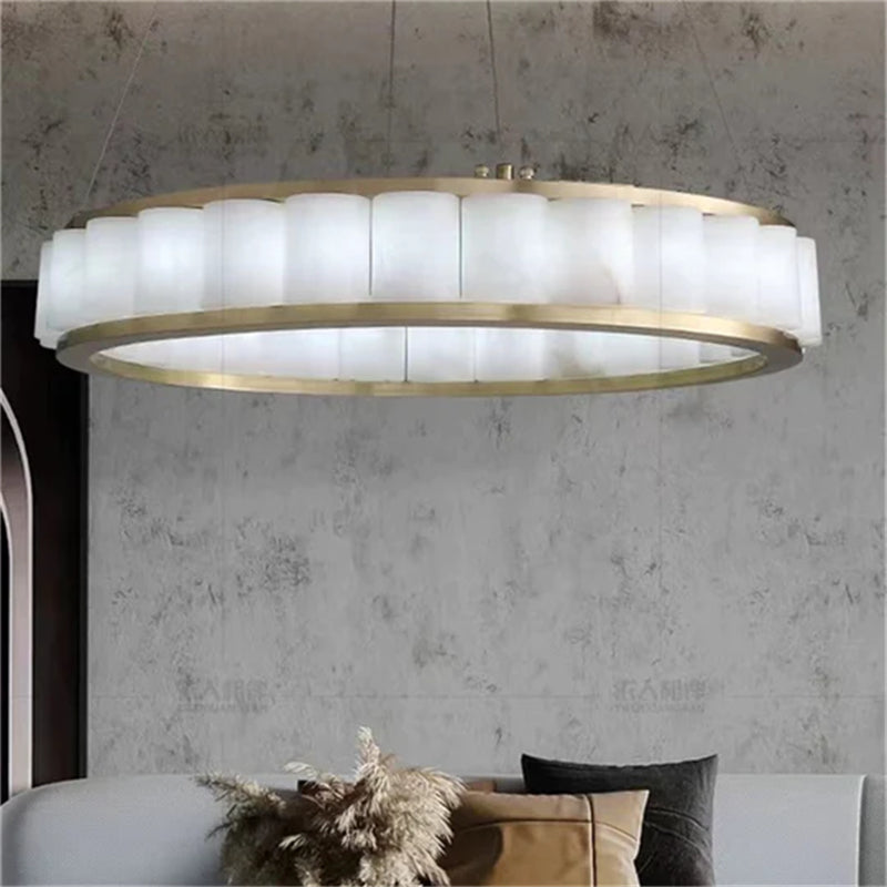 Varlont Gina Alabaster Circle Round Pendent Light, Galaxy Pendant Light