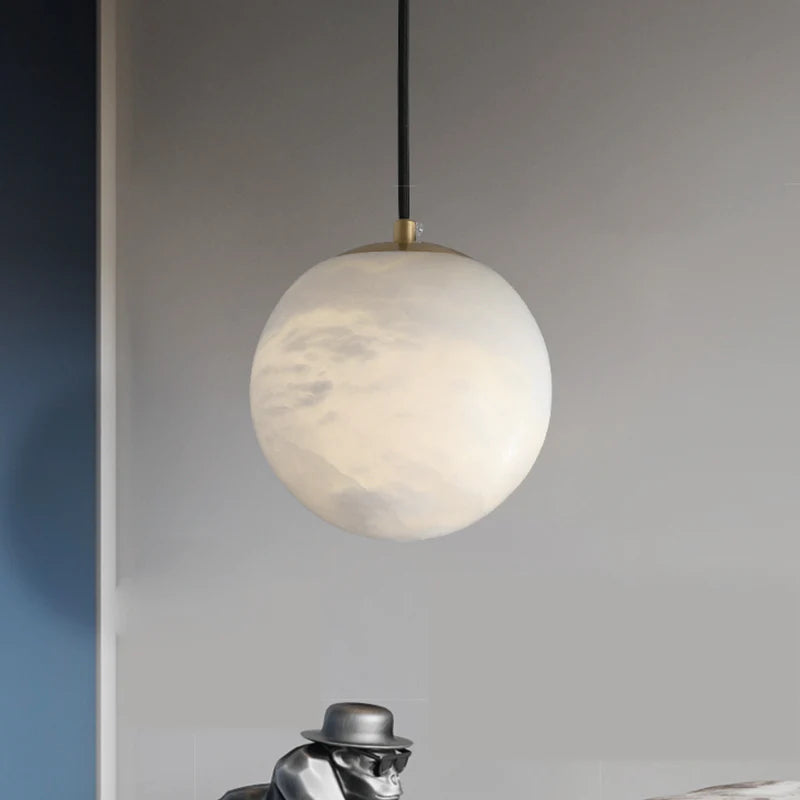 Varlont Hansa Alabaster Ball Pendant Light, Island Mini Pendant Light