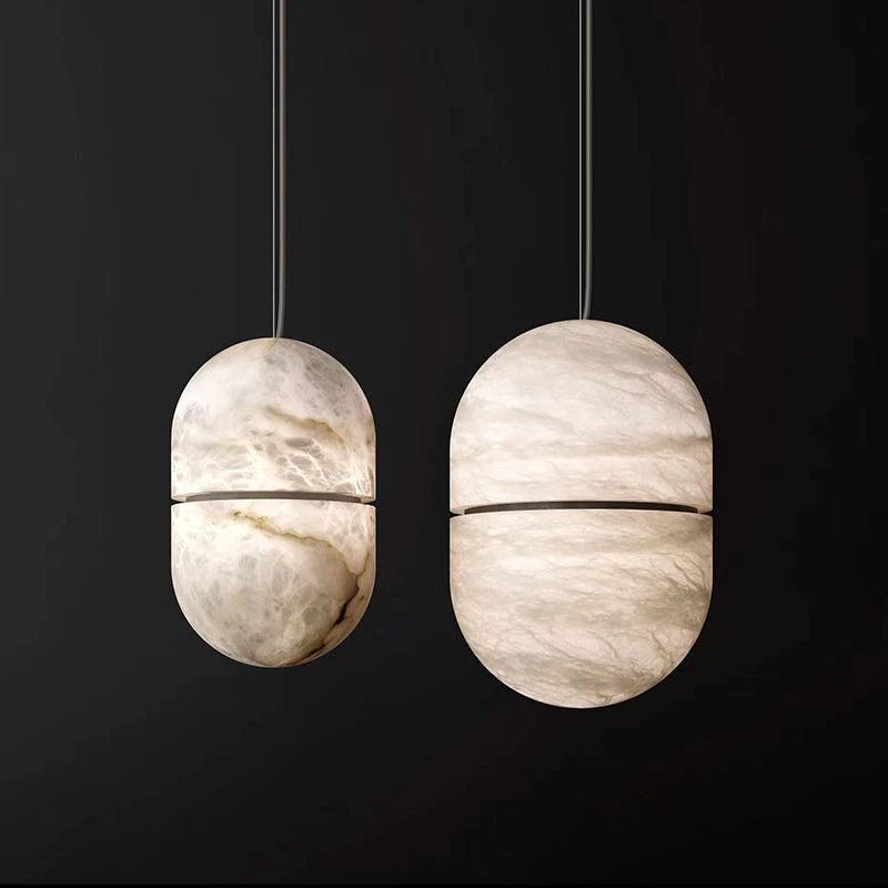 Varlont Jett Alabaster Oval Pendant Light, Living Room Pendant Lamp