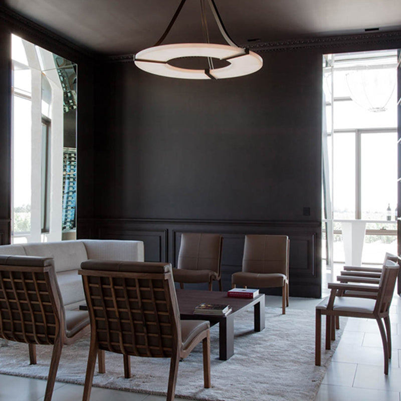 Varlont Madge Round Alabaster Plate Chandelier, Illumination Lamps