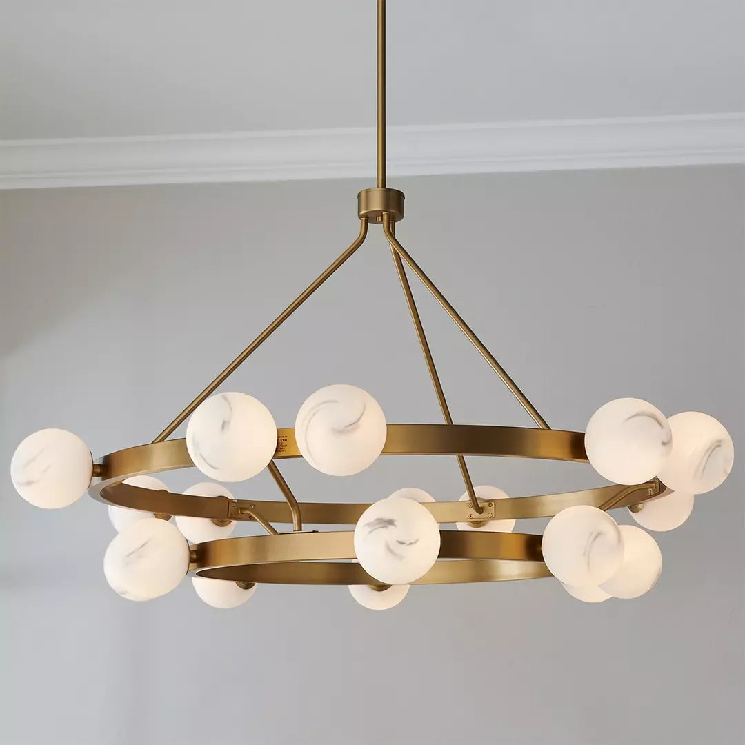 Varlont Modern Remolina Alabaster 2-Tier Chandelier For Living Room Dining Room