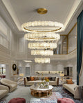 Merlin Tiered Circular Alabaster Chandelier-Chandelier-Joyfuzzy-Ø47