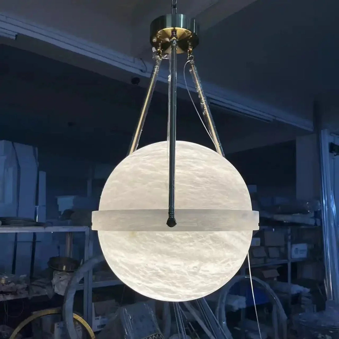 Modern Alabaster Globe Pendant Light - Joyfuzzy