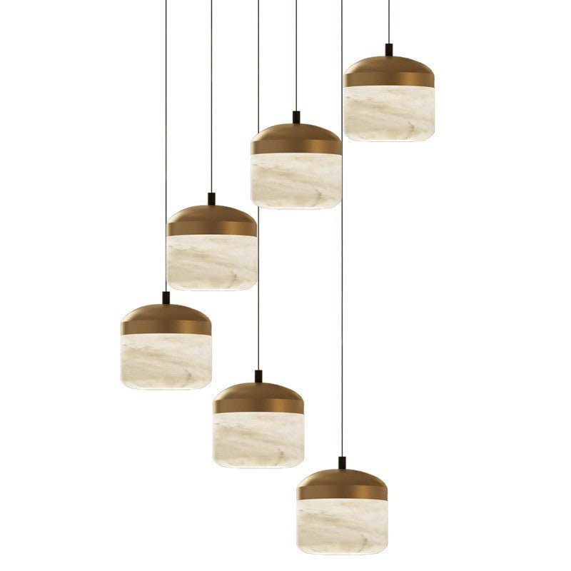 Modern Alabaster Pendant Lamp For Staircase, Kitchen Pendant Light - 6 LightsJoyfuzzy