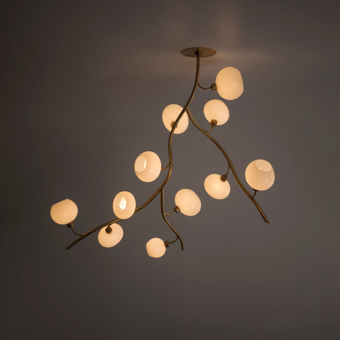Modern Brass Branch Chandelier with Handcrafted Glass Globes - L62"*W22"*H50"(L157.5cm*W55.88cm*H127cm)Warm LightJoyfuzzy