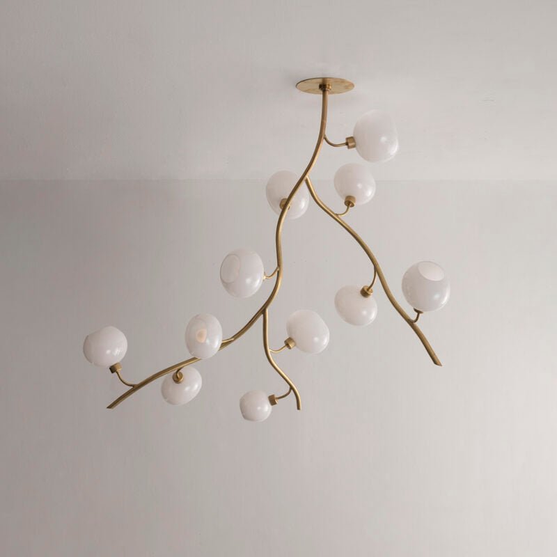 Modern Brass Branch Chandelier with Handcrafted Glass Globes - L62"*W22"*H50"(L157.5cm*W55.88cm*H127cm)Warm LightJoyfuzzy