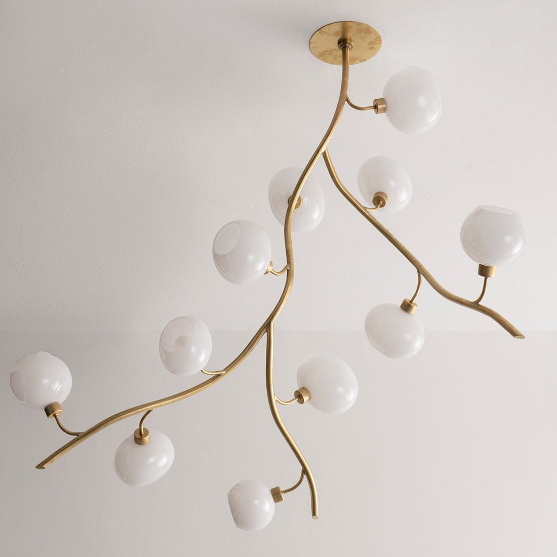 Modern Brass Branch Chandelier with Handcrafted Glass Globes - L62"*W22"*H50"(L157.5cm*W55.88cm*H127cm)Warm LightJoyfuzzy