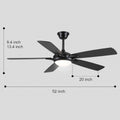 Modern Ceiling Fans with Lights 6 Speeds Reversible Dual Finish Wooden Blades 52
