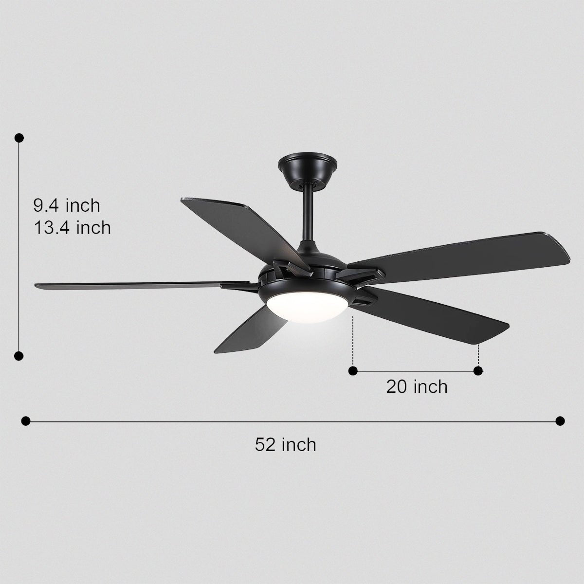 Modern Ceiling Fans with Lights 6 Speeds Reversible Dual Finish Wooden Blades 52" - Joyfuzzy