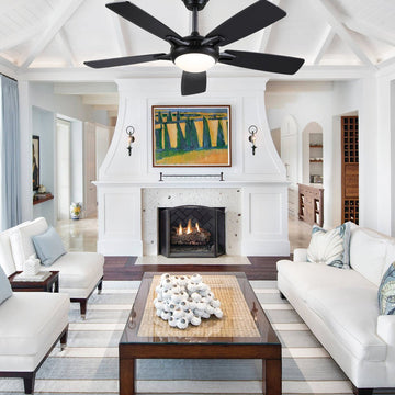 Modern Ceiling Fans with Lights 6 Speeds Reversible Dual Finish Wooden Blades 52" - Joyfuzzy