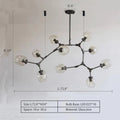 Modern Industrial Branch Chandelier with Multiple Glass Pendants Extra Large for Living or Dining Room - 10 Lights: L72.8