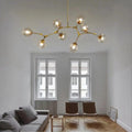 Modern Industrial Branch Chandelier with Multiple Glass Pendants Extra Large for Living or Dining Room - 5 Lights: L39.4