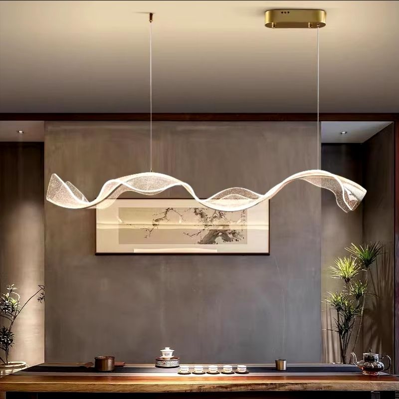 Modern Ocean Wave Pendant Chandelier for Kitchen - Gold38.52” (100 cm)Remote Control (Dimmable)Joyfuzzy