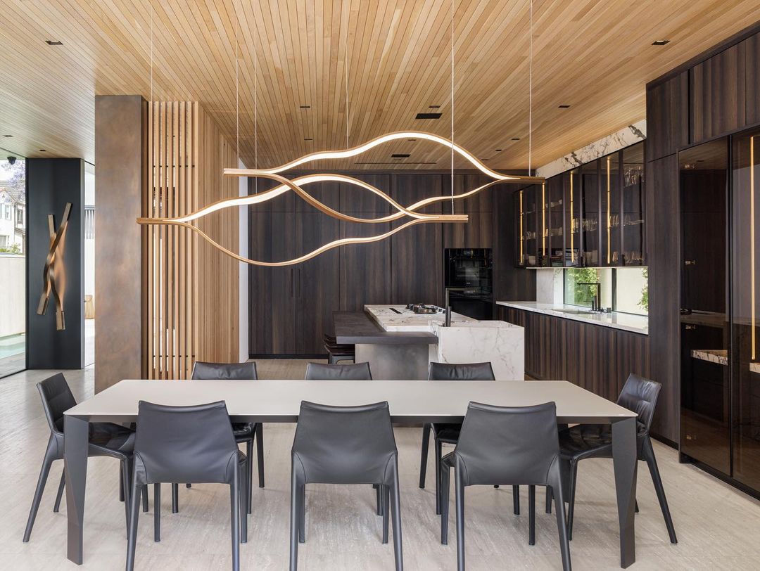 Modern Simple Brass Waving Chandelier for Living/Dining Room/Kitchen Island - L31.5"*W2.2"*H11.8"GoldWarm LightJoyfuzzy