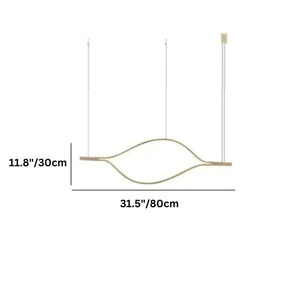 Modern Simple Brass Waving Chandelier for Living/Dining Room/Kitchen Island - L31.5"*W2.2"*H11.8"GoldWarm LightJoyfuzzy