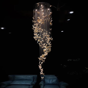 Modern Spiral Staircase Chandelier Ceiling Light Fixture for High Ceiling Living room/ Entryway - D 23.6" * H 118"Warm LightJoyfuzzy