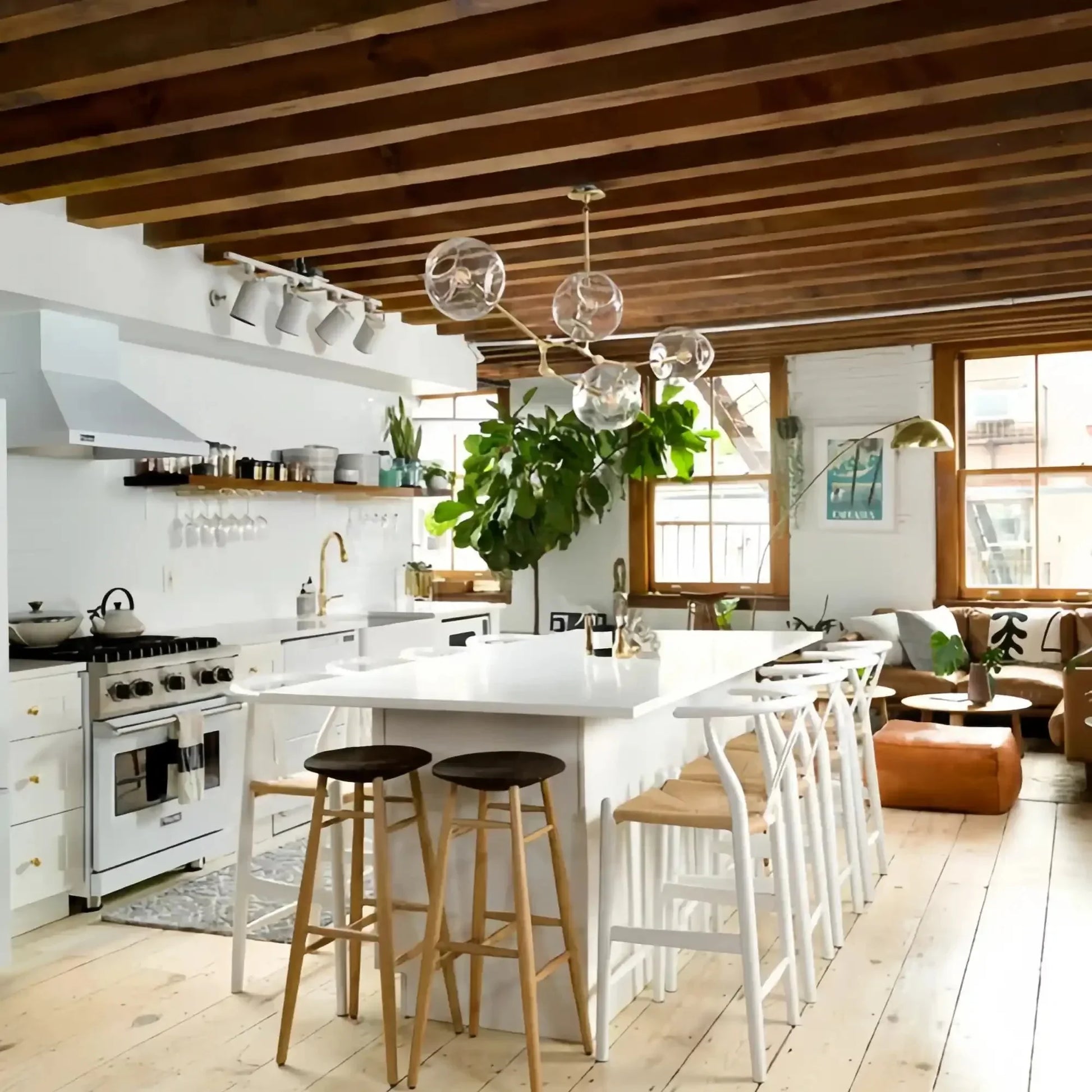 Modern Sputnik Smoky Gray/Amber Glass Branch Chandelier for Kitchen Island/Dining Room - Joyfuzzy