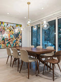 Modern Sputnik Smoky Gray/Amber Glass Branch Chandelier for Kitchen Island/Dining Room - 5 Globes/W64.2